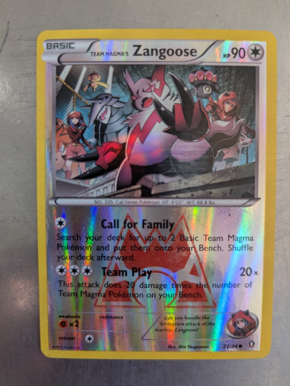 Team Magma's Zangoose 22/34 Double Crisis Reverse Holo LP Free Ship