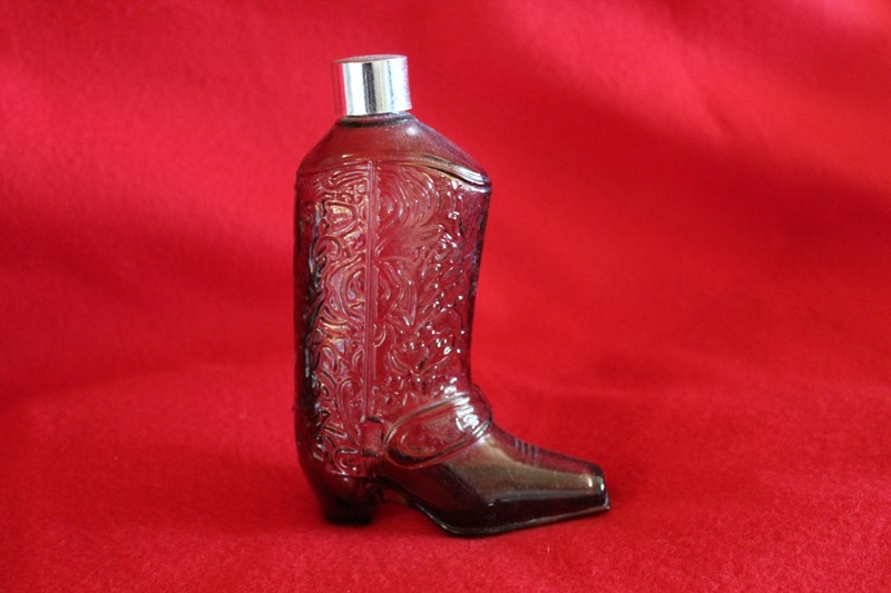 Vintage 1970s Avon Bottle - Wild Country Cowboy Boot - Brown Glass - EMPTY
