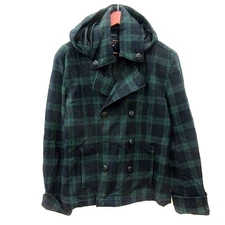 MK MICHEL KLEIN HOMME Coat Mens Short Wool Double Check Green S 46 Fully Lined