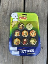 CASPER THE FRIENDLY 1.5" 8 PACK PINBACK GLOW BUTTON VTG NEW 2007