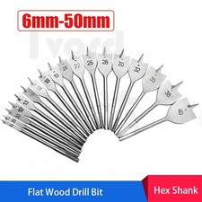 Flat Wood Drill Bit Spade Hole Saw Cutter Metric 6mm-50mm Borer Boring Hex Shank