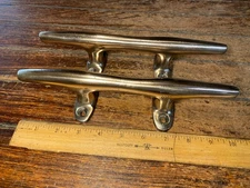 Pair Vintage Solid Bronze 9 1/2" Herreshoff Style Cleats, Drawer/Door Handles