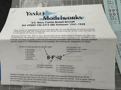 Yankee Modelworks U.S. Navy Carrier Based Aircraft Set #YKM1106 Decals 7ct. New!