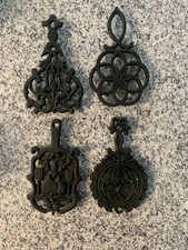 Vintage Wilton Cast Iron Wall Hanging Trivets Lot of 4, Decorative Farmhouse