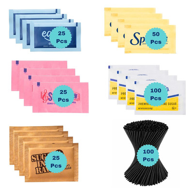 Assorted Sugar Packets for Coffee Station Gift Set, 325 Piece Individual Sugr an