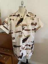 Vintage Paul Howard California Disco Brown Cream Button Down Mod 1970s Shirt XL