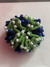 Seattle Football Inspired Beaded Crochet Scrunchie