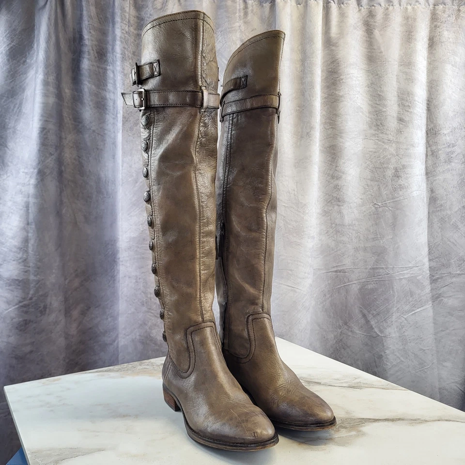 Botas de motociclista Sam Edelman PIERCE con botones sobre la rodilla para mujer talla 9 M tostadas Foto 2 de 4