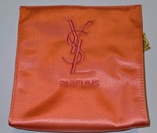 Yves Saint Laurent Orange Satin Makeup Bag Cosmetic Case Organizer