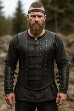 Medieval Leather Warrior Vest & Bracers Set: Medieval Viking Armor LARP SCA