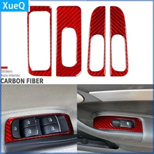 Red Carbon Fiber Interior Window Lift Switch Panel Cover Trim For Saab 9-3 03-11