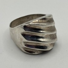 Vintage Taxco Mexico Modernist Sterling Silver 925 Ring Sz 7.5, 17 Grams