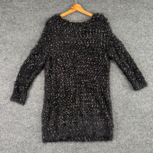 Vestido Suéter Gibson Latimer Para Mujer L Negro Tejido Difuso Metálico Grunge Y2K - Imagen 2 de 8