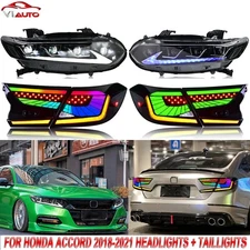 LED Headlights + RGB Tail Lights Fit For Honda Accord 2018-2021 Lamps Assembly