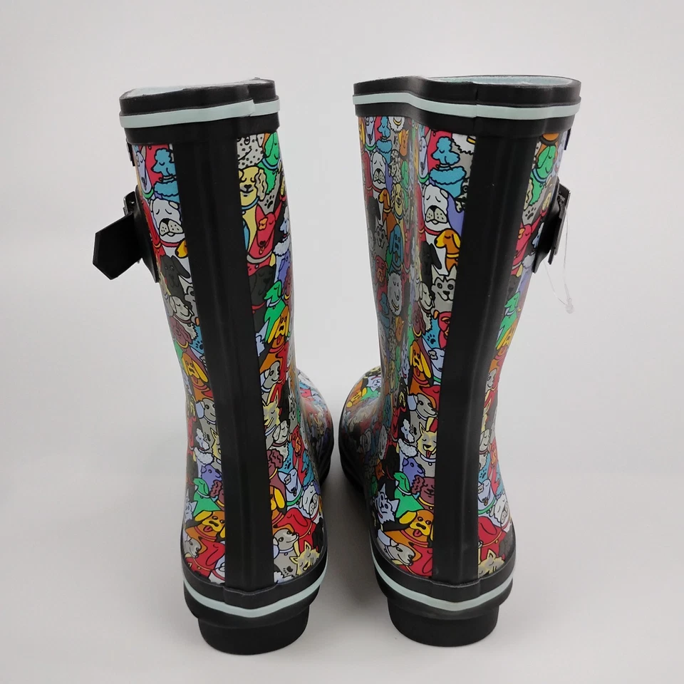 Skechers BOBS Botas de Lluvia para Mujer 6 Cuadros de Lluvia Estampado de Perro Woof Fiesta 33373 NUEVAS Foto 4 de 4