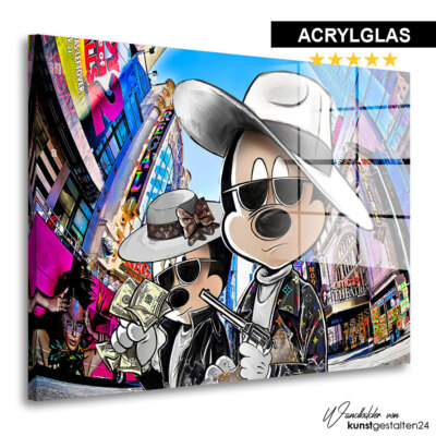 Acrylglasbild Bonnie Clyde Wandbild Bürobild Pop Art Poster Comic Mickey Bilder
