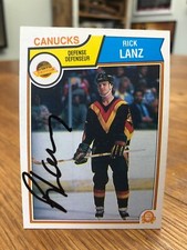 1983-84 O-PEE-CHEE #353 RICK LANZ SIGNED AUTOGRAPHED CARD