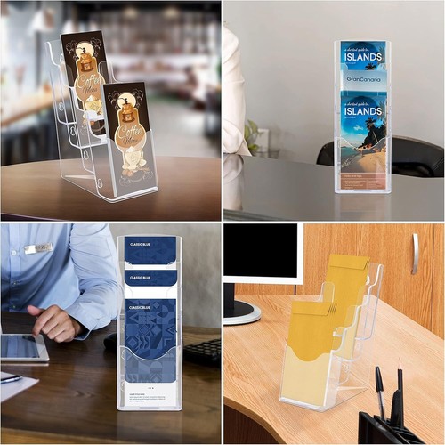 Brochure Display Stand (2 Pack) 4 Tier Acrylic Wall Mounted Menu/Magazine Holder - Picture 6 of 7