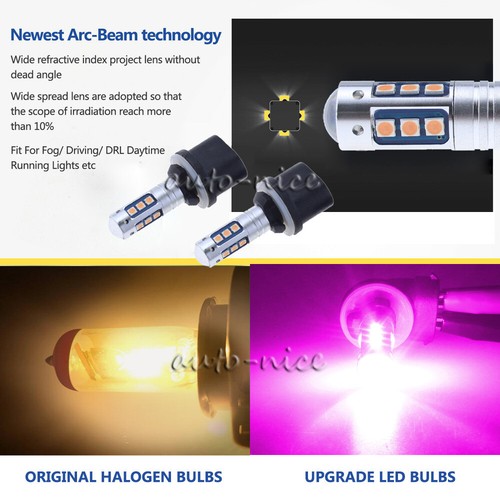 880 899 15SMD LED Fog Light Bulbs Daytime Running Light Super Bright Pink Purple - Picture 3 of 10