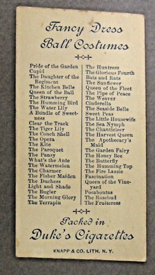 1887 N73 Fancy Dress Ball THE ROSEBUD Duke Cigarettes Tobacco Card