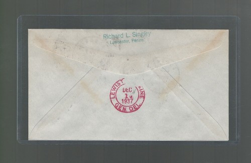 US First Flight Cover Augusta Maine North 1937 Signed by 2 Pilots & Postmaster - Picture 2 of 2