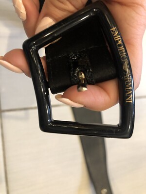 Satin Black Emporio Armani Waist Belt Size 40 | eBay display picture 2