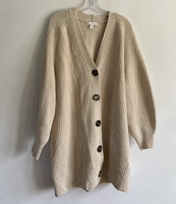 HM ELFENBEIN GROBSTRICK LANGARM OVERSIZED CARDIGAN PULLOVER PULLI OBERTEIL GR:M