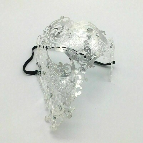 Metal Venetian Mask Masquerade Half Face Party Filigree Rhinestone Diamante - Picture 14 of 15