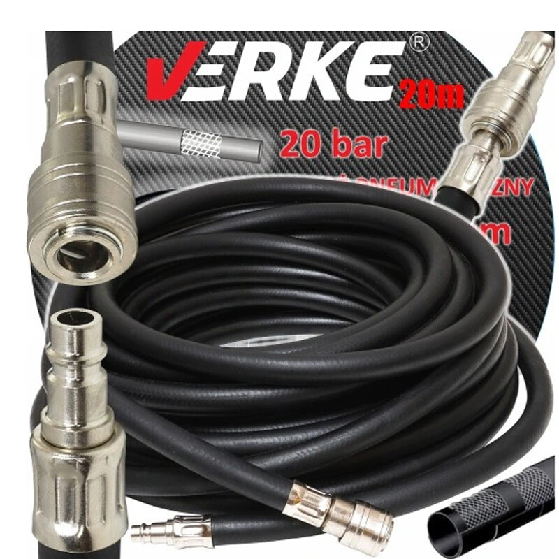 Tubo Gomma Aria Compressa Professionale Con Raccordi Attacco Rapido Universale