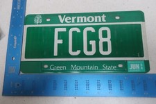Vermont License Plate Tag 1998 98 VT Vanity Initials Monogram Letters FCG 8 FCG8