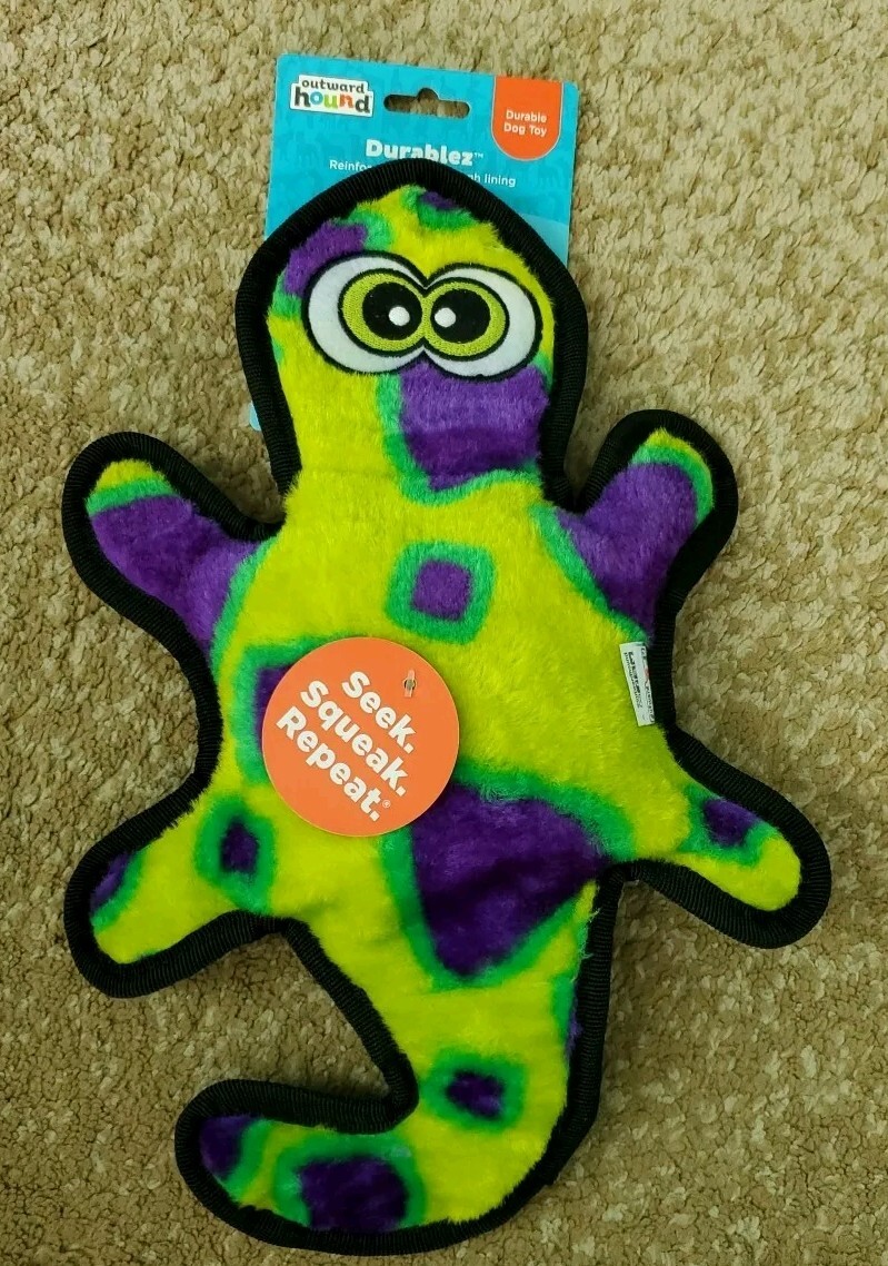 Outward Hound Durablez 14" Gecko Dog Toy w/2 Large Squeaker,