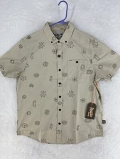 Howler Brothers Shirt Men Medium Tan Mansfield Mementos All Over Button NEW 2025