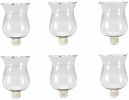 6 Large Clear Glass Votive Candle Holder Cups With Rubber Covered Peg Bottoms