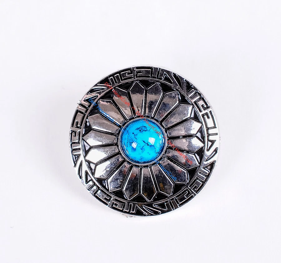 10X 30MM Western Sun Flower BlueTurquoise Leather Sewing Shank Buttons Conchos - Image 2 of 4