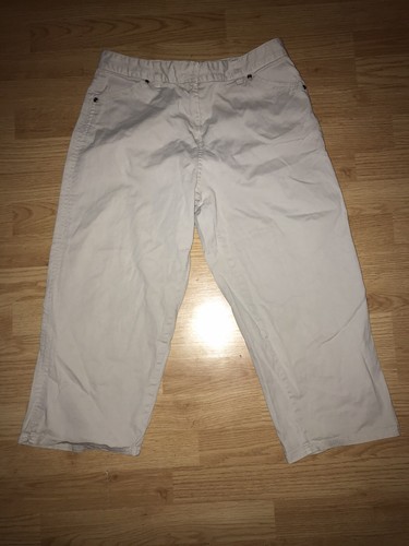 Capri Pants Khaki Cotton Wide Leg 