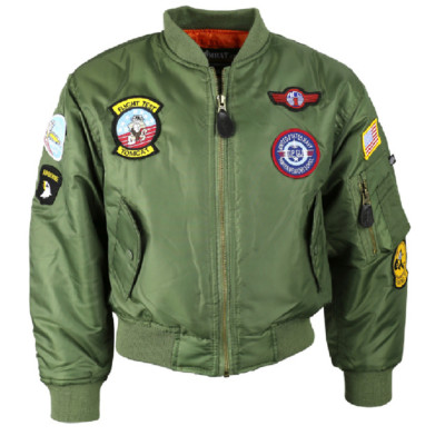 KombatUK Kids Kinder 7 aufgenähte Abzeichen Top Gun US MA1 Flight Pilot Shell Jacke