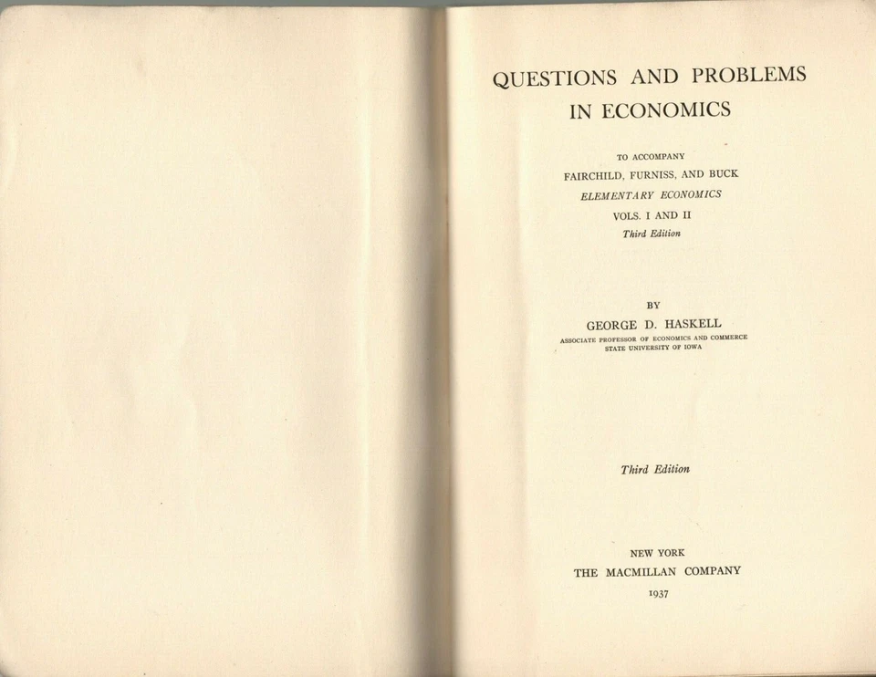 Questions and Problems in Economics 1937 Softcover Book Textbook George Haskell - Image 2 of 4