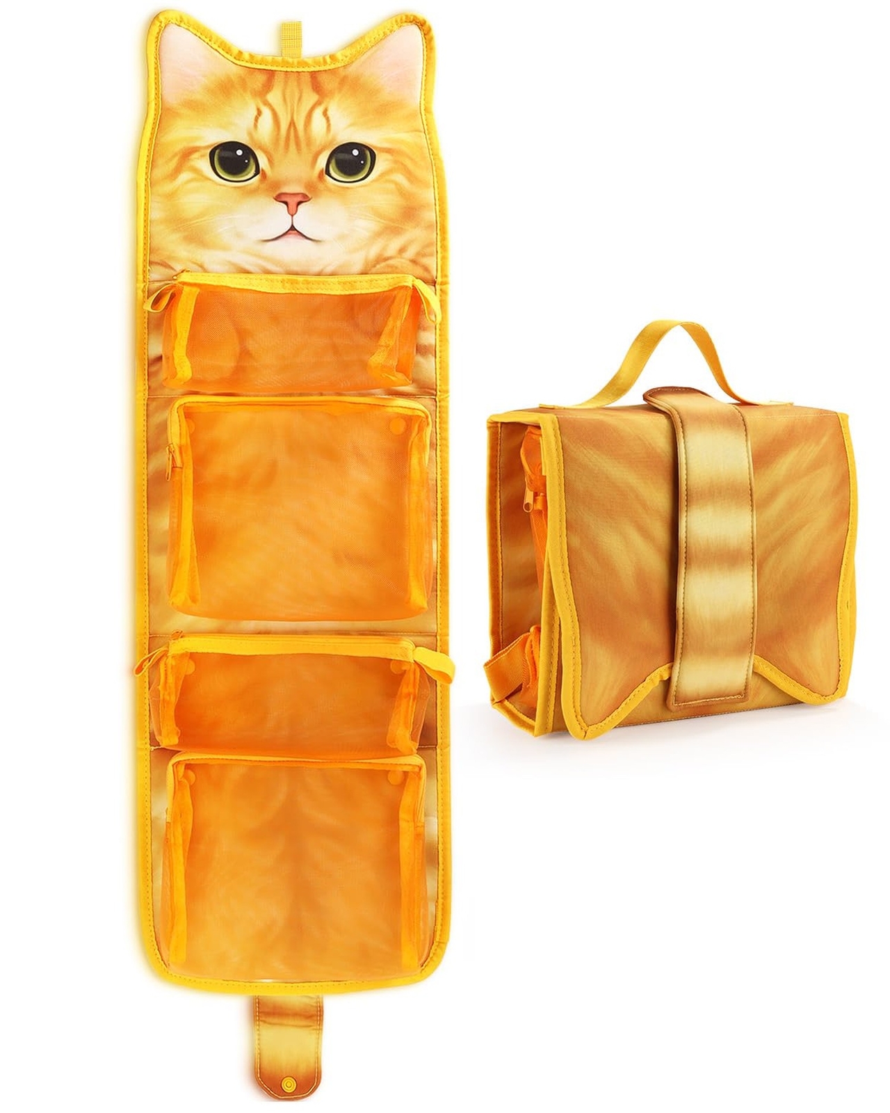 Hanging Cat Print Toiletry Bag for Women Travel Essentials Cosmetic Organizer