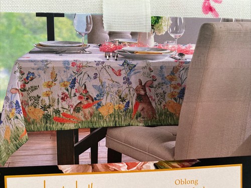 Nicole Miller Easter Tablecloth 60 X 120 Chicks Bunny New - Picture 2 of 2