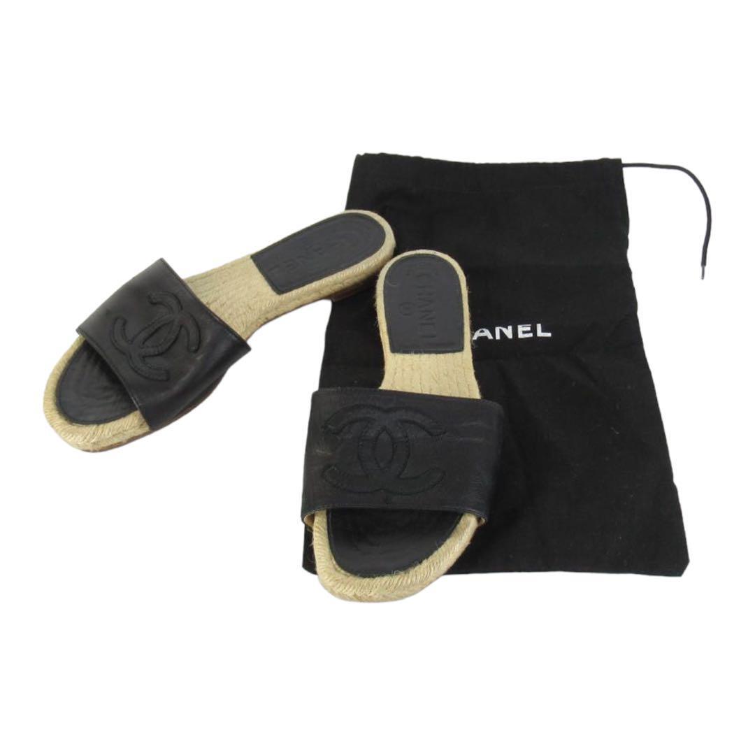 CHANEL 37 ブラックレザー ミュール Chanel Slingback Loafer, Size 37. 5 EU