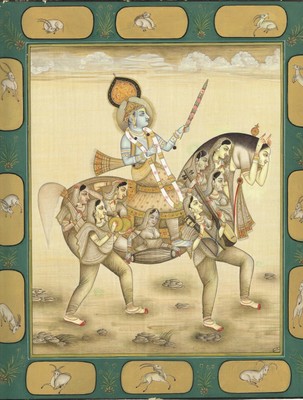 Hand Painted Lord Krishna On Composite Horse Indian Miniature Painting |  eBay