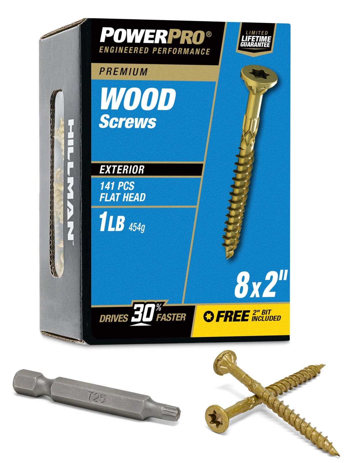 Power Pro #8x2 Inch Epoxy Coated Outdoor Deck Wood Screws 1lb Box 153pcs