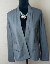 Transit Par Such Womens Linen Long Sleeve Jacket Brown Size 2 Reg$385