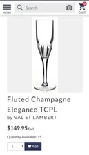 Val St Lambert-Champagne Flute Elegance One Single Piece Panel 8 1/4x2 - NICE!