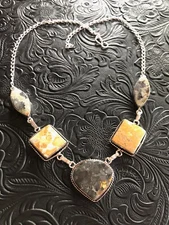 Artisan Southwest Yellow and Gray Jasper Pendants Necklace 18-20"