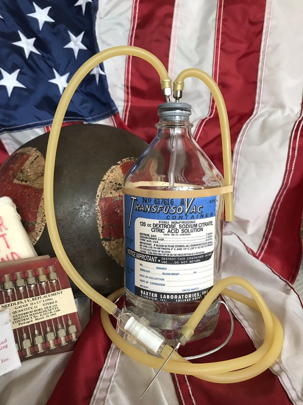 WW II Medic Transfuso-Vac IV Blood Bottle...in movie Hacksaw Ridge!!!!!!!!!