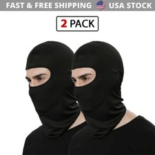 2 Pack Ski Motorcycle Cycling Balaclava Black Full Face Mask Neck Ultra Thin