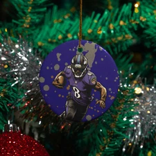 Lamar Xmas Tree Football Ornament - Baltimore Fans Christmas Ornament