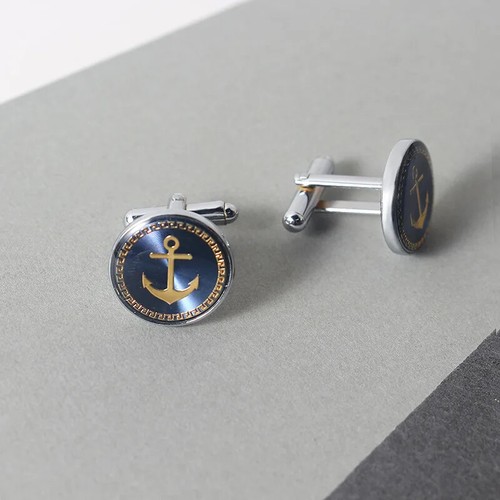 Navy Anker Abzeichen Manschettenknöpfe Herren Hemd Manschette Manschettenknöpfe - Bild 2 von 8