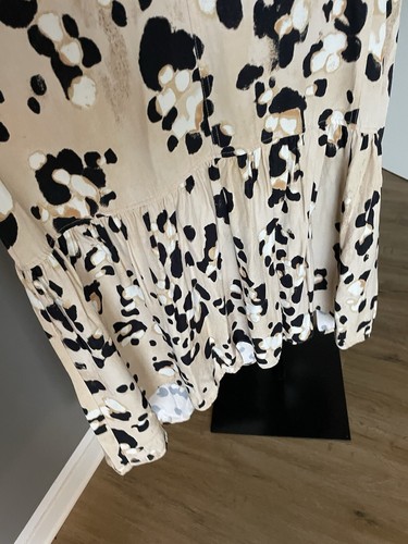 Kleid H&M* Langes Twillkleid* Damen* Gr. S* Leopardenmuster* beige/schwarz/weiß - Bild 13 von 14